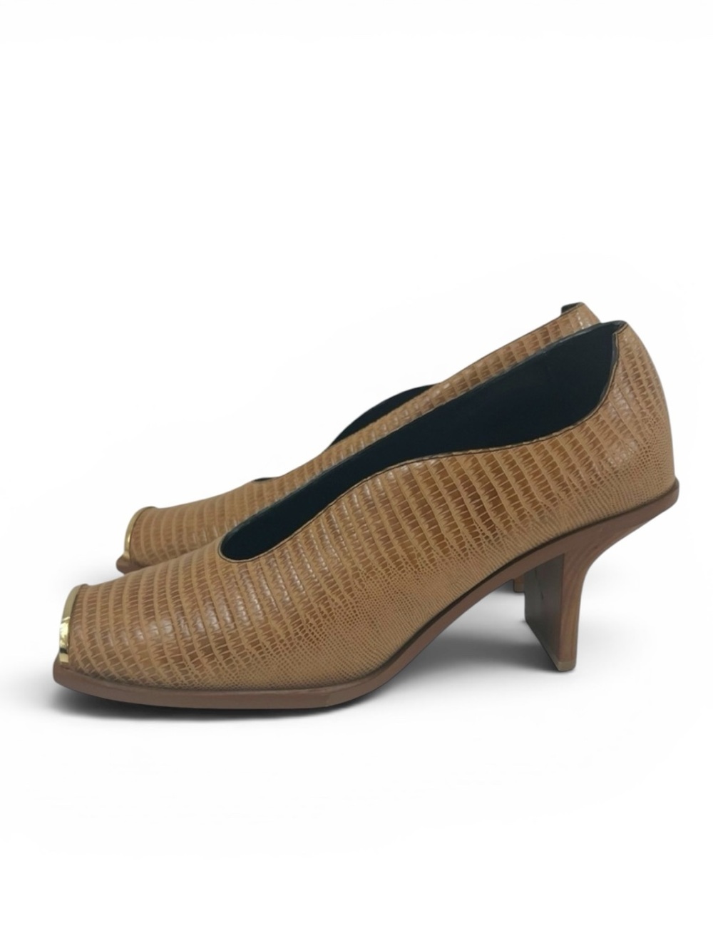 Stella McCartney Brown Snake Effect Faux Leather Pumps 491508